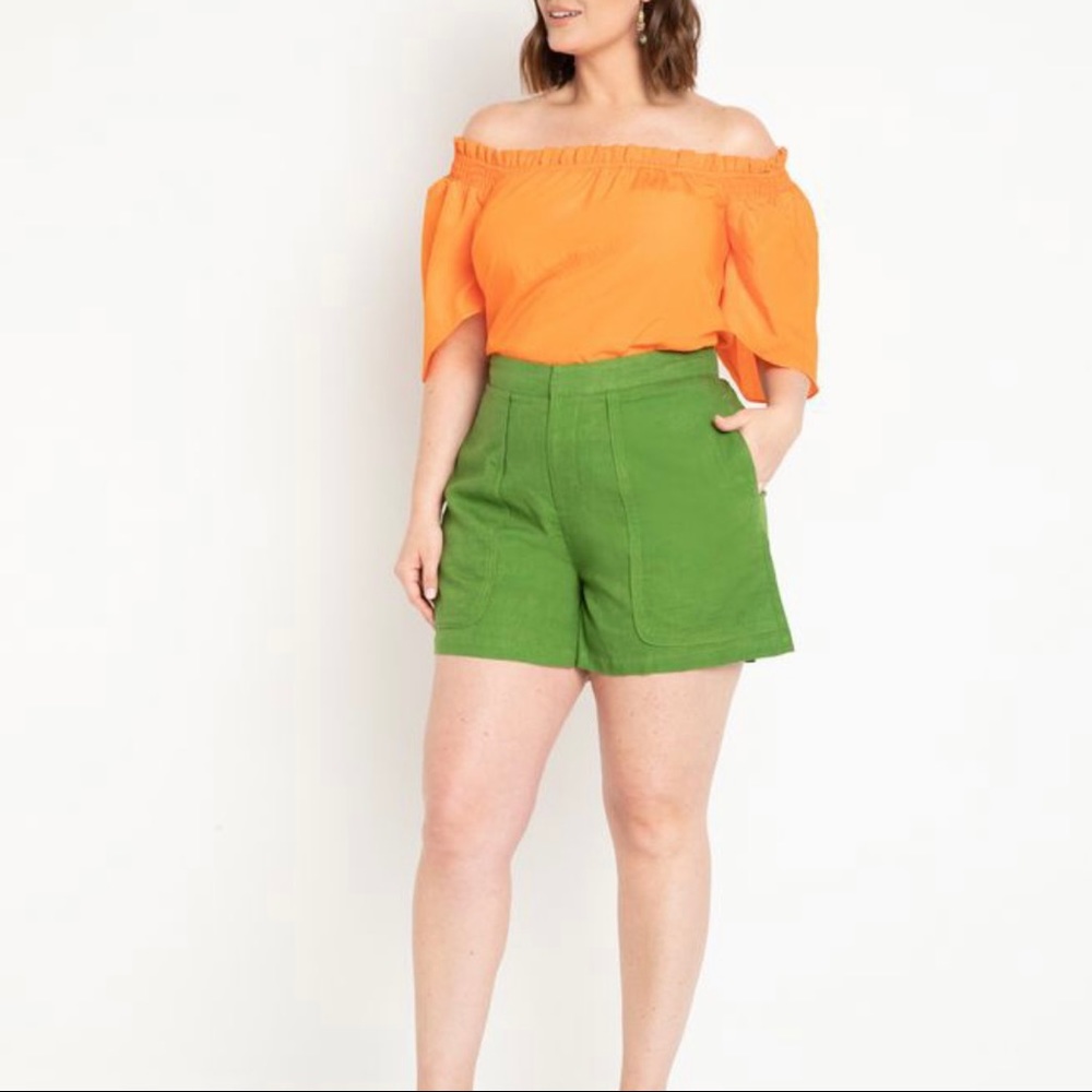 ELOQUII Off the shoulder smocked flutter sleeve blouse (NWT) - Picture 3 of 3